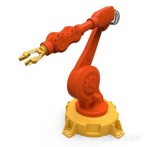 橙色机械臂适用于工厂或生产中的任何工作用于复杂任务的机电设备3d